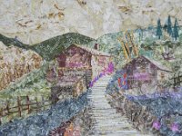 Le casette di campagna  Frammenti di Francobollo incollati su carta - 16 x 23